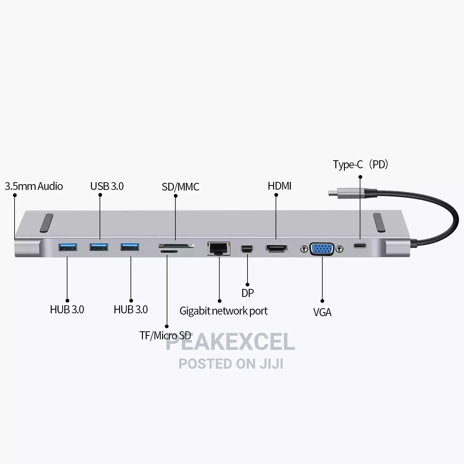 Type-C Hub to HDMI/VGA/USB3.0/LAN/MINI DP Station 11in1 CONVERTER