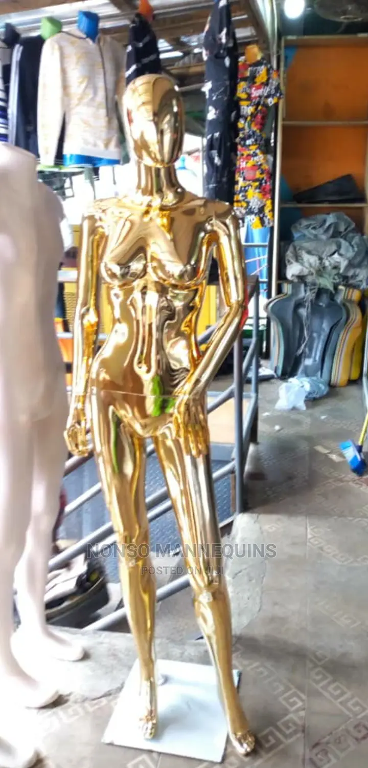 Egg Face Hand on Waist Gold Chrome Female Mannequins