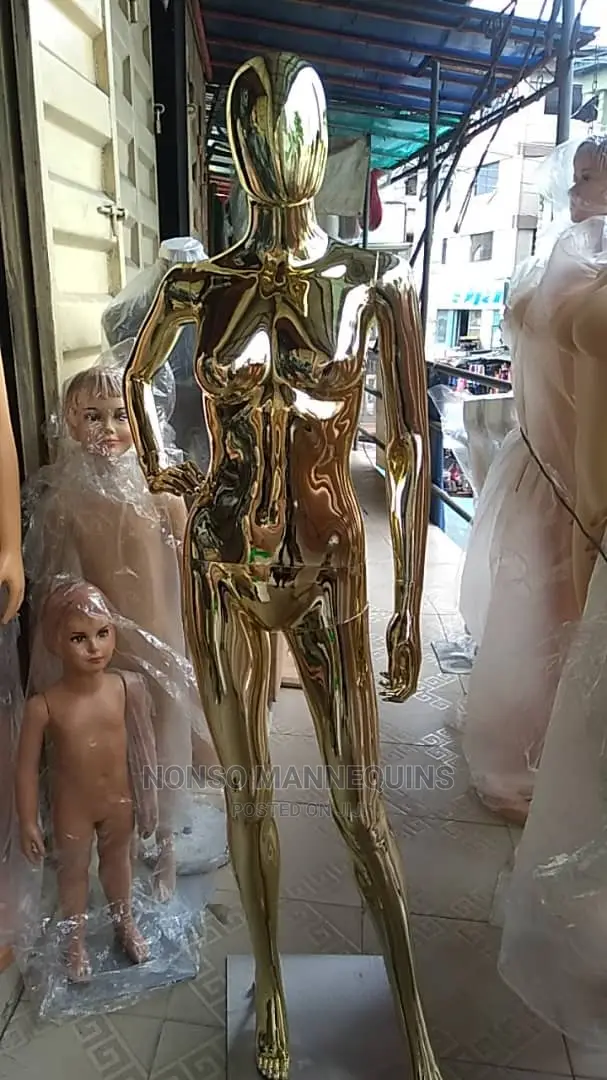 Egg Face Hand on Waist Gold Chrome Female Mannequins