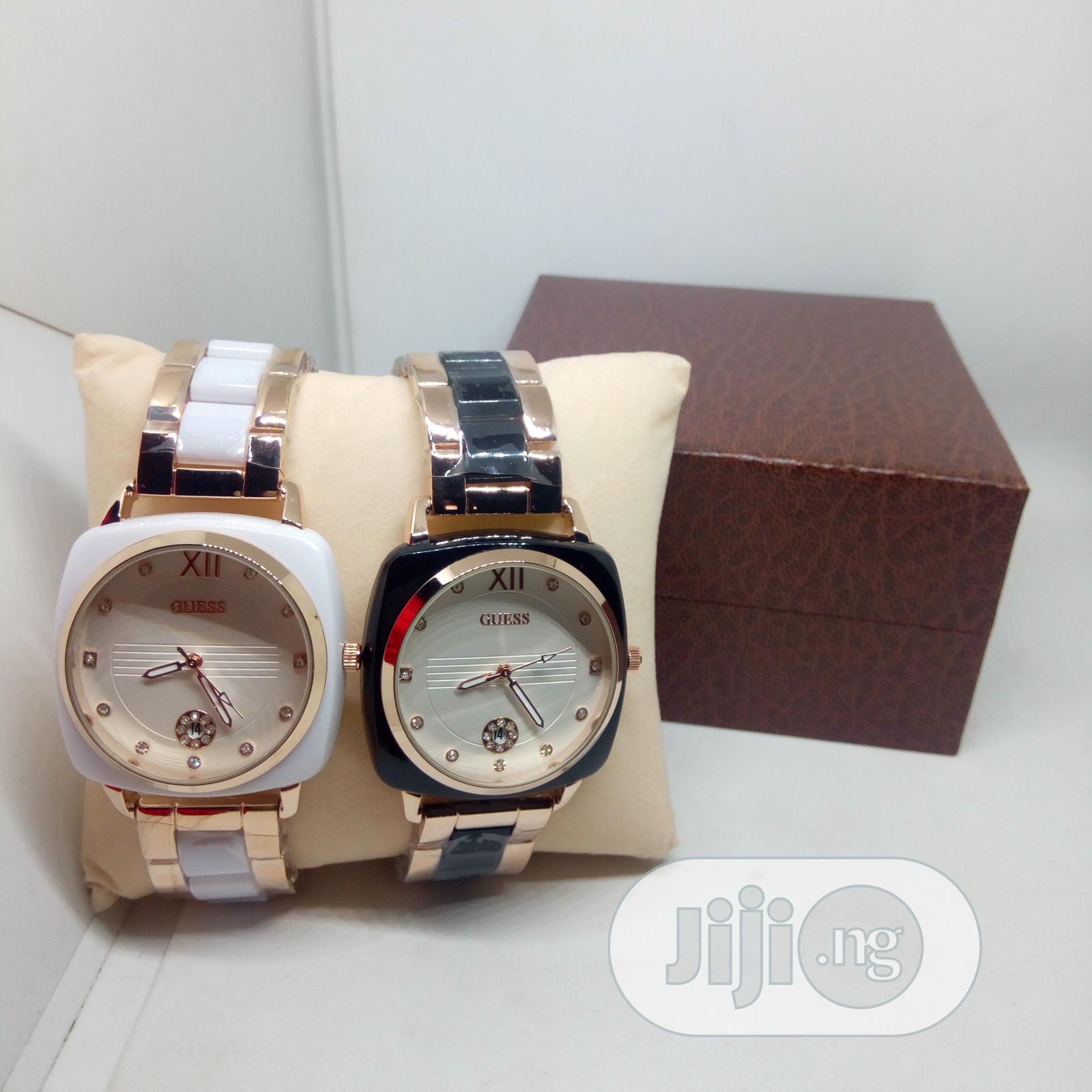 Guess Couple Exotic Wrist Watch - White and Black