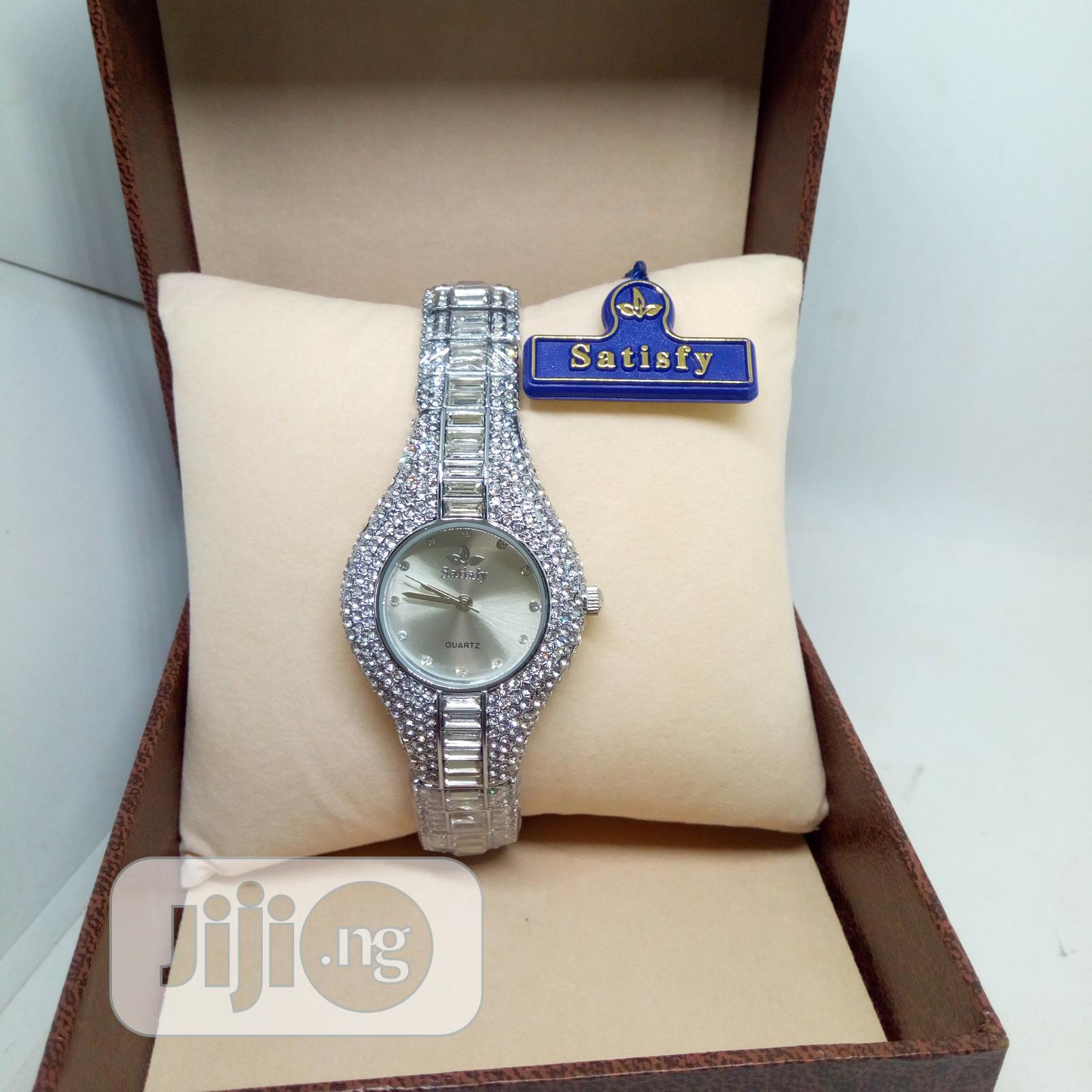 Satisfy Ladies Studded Wrist Watch - Silver