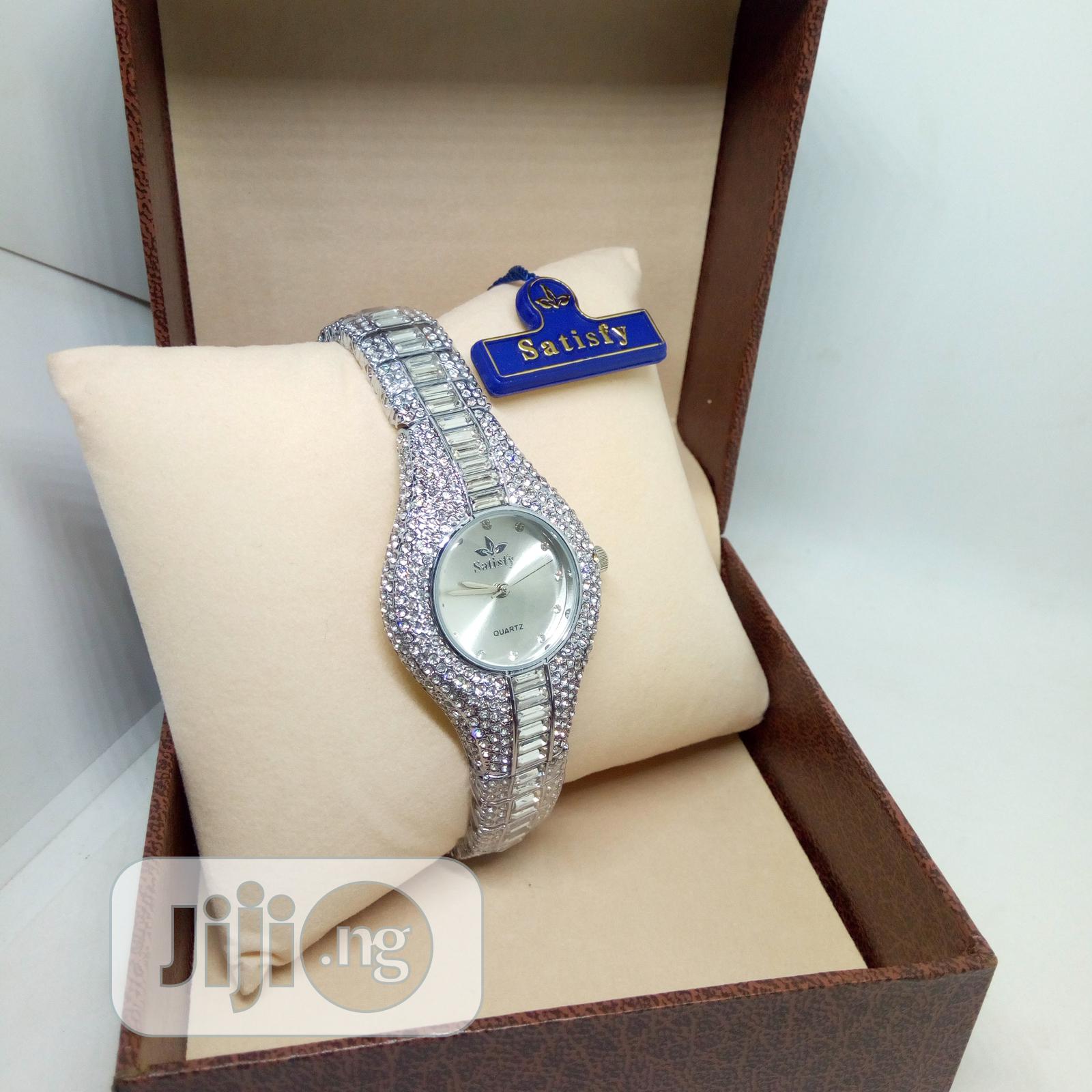 Satisfy Ladies Studded Wrist Watch - Silver