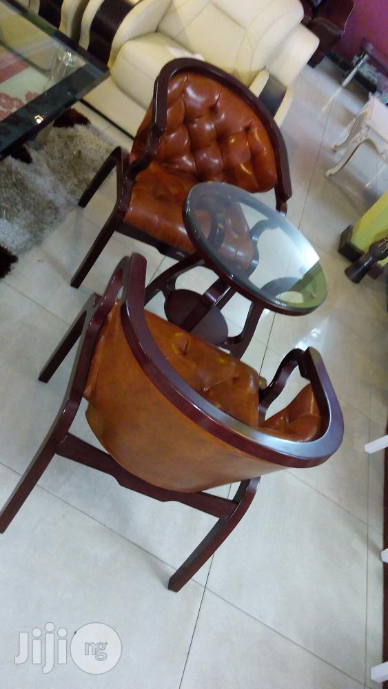 Set Glass Center Table and Wooden Chair