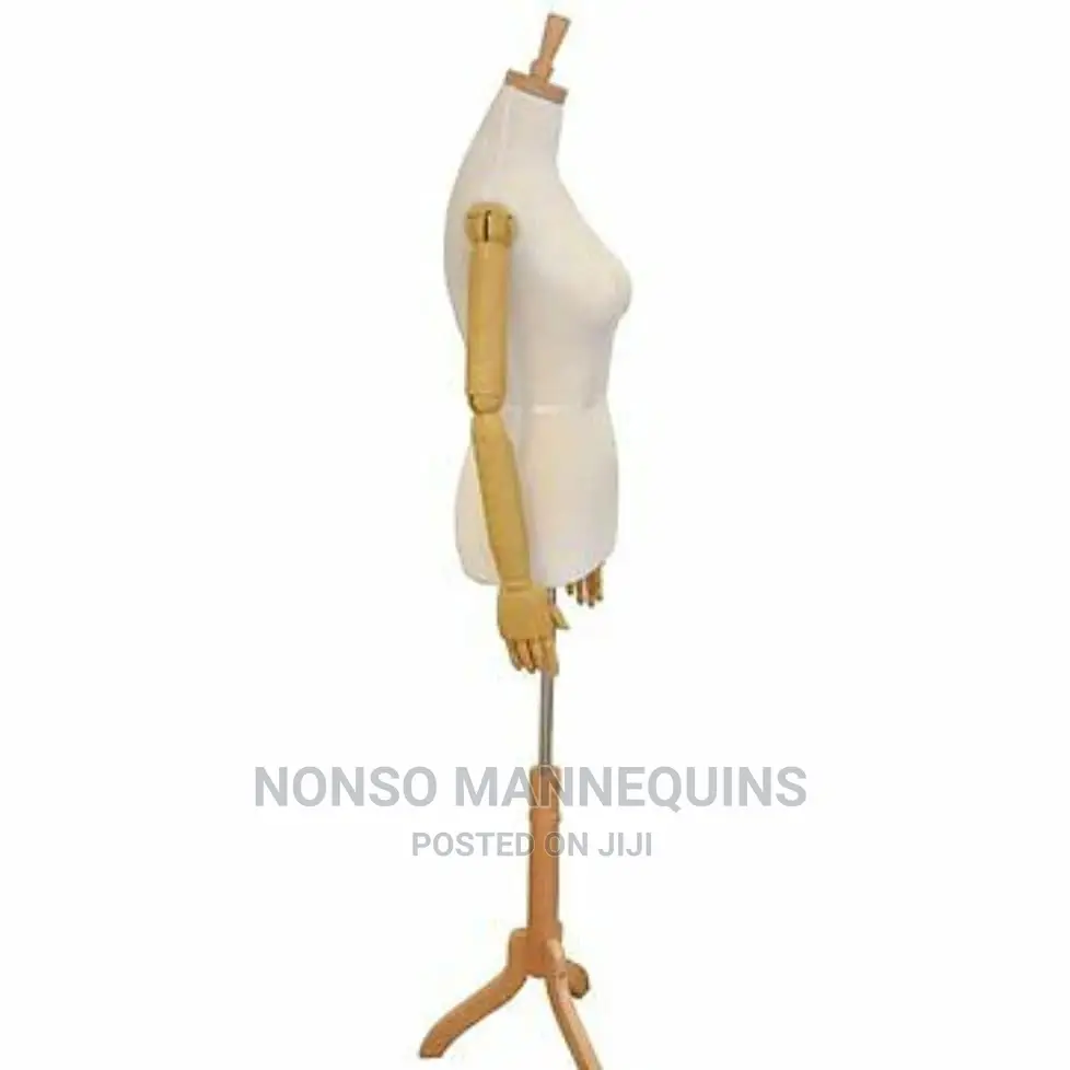 Female Fabric Torso Dressform With Wooden Arms