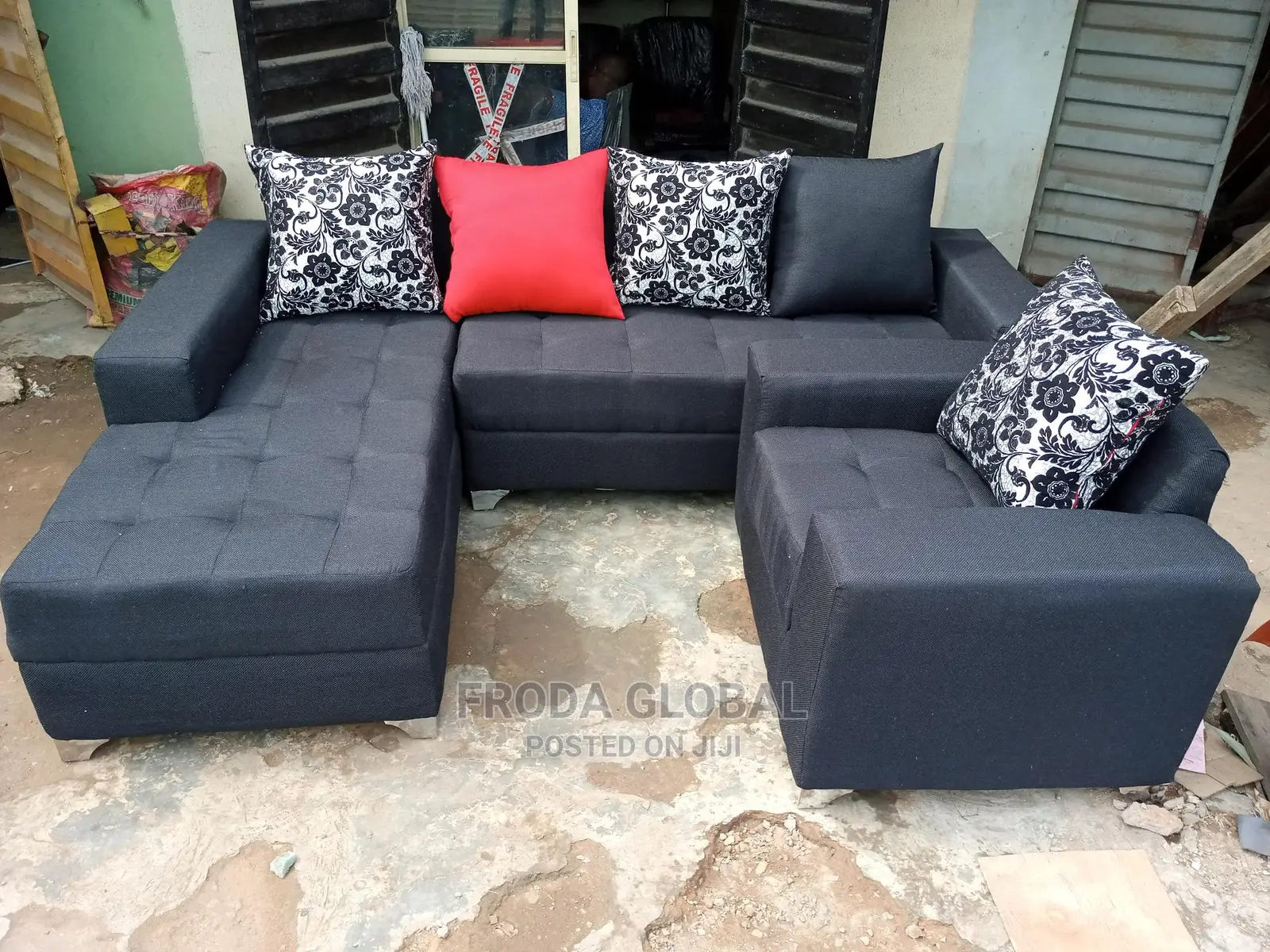 L-Shap Sofa With Single Seater Chair - Fabric Couches. Aws02