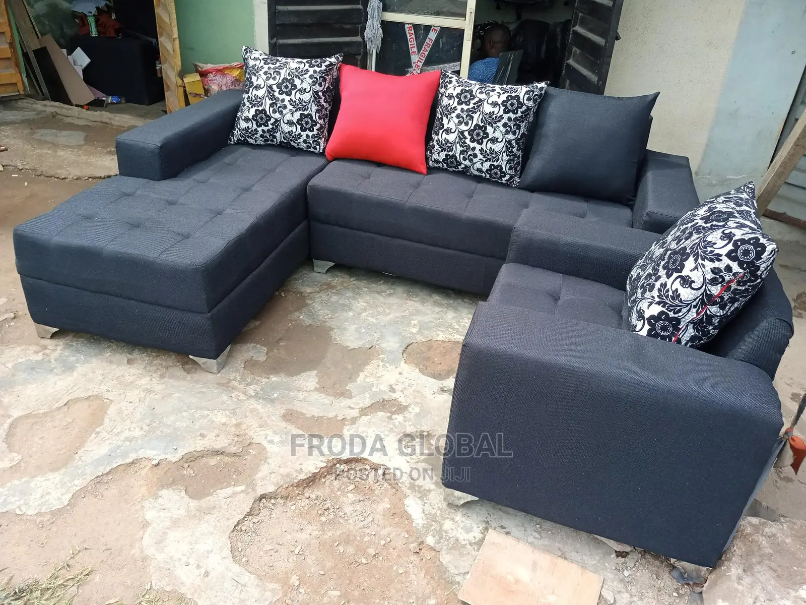 L-Shap Sofa With Single Seater Chair - Fabric Couches. Aws02