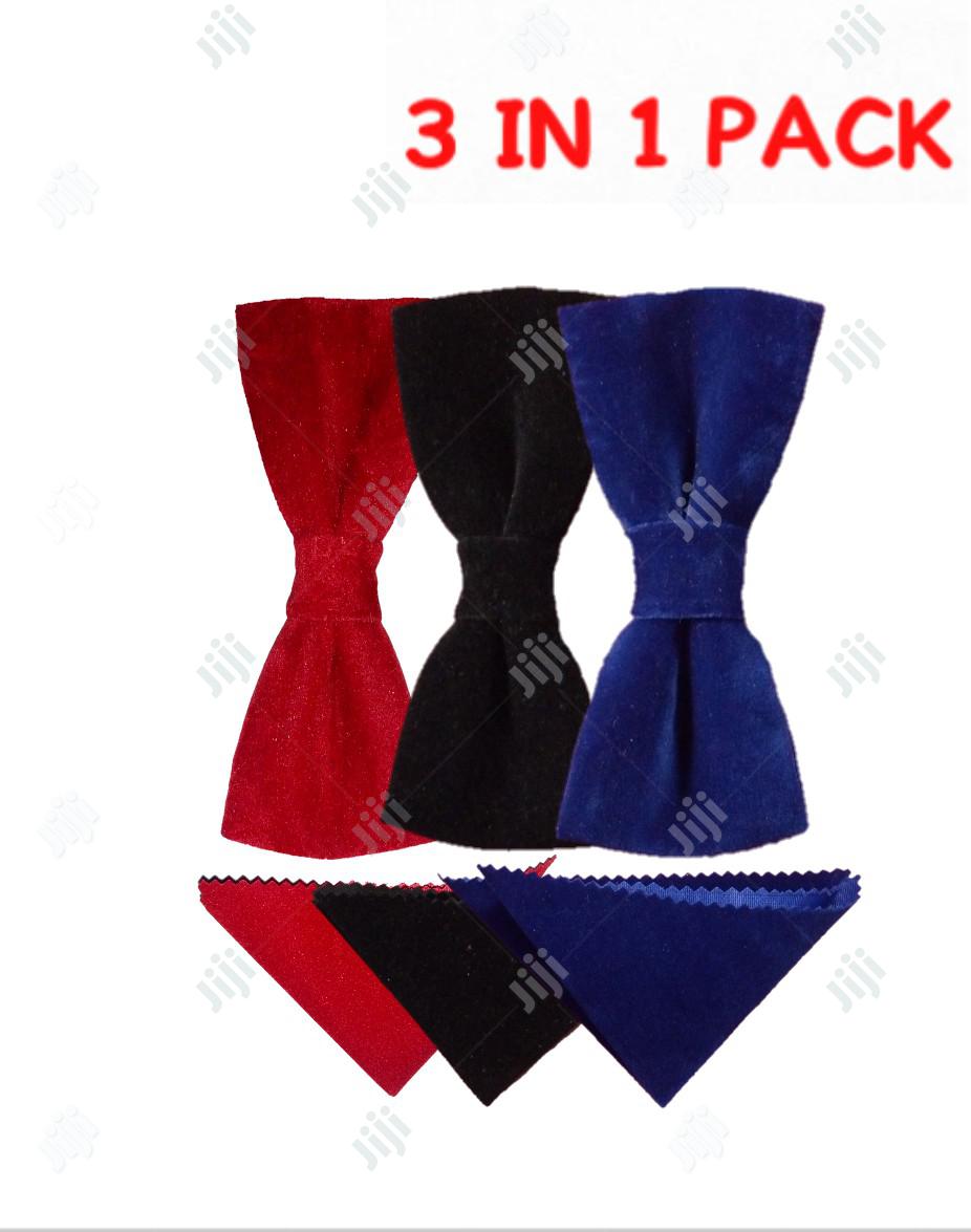 3 in 1 Pack of Quality Bowtie - Black, Red and Royal Blue