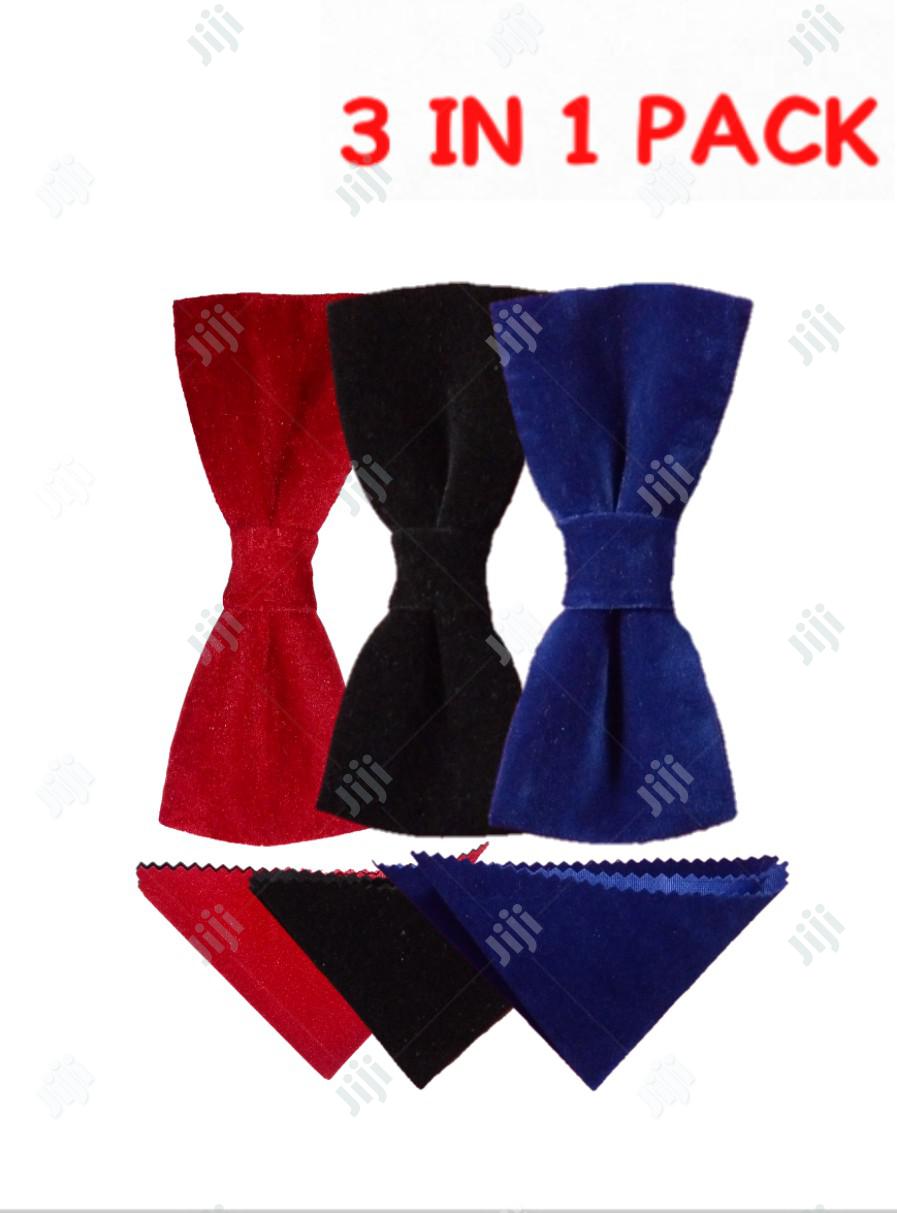 3 in 1 Pack of Quality Bowtie - Black, Red and Royal Blue