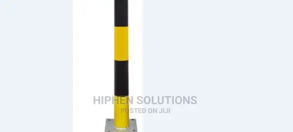 Yellow/Black Stripes Steel Warning Post BY HIPHEN SOLUTIONS LTD