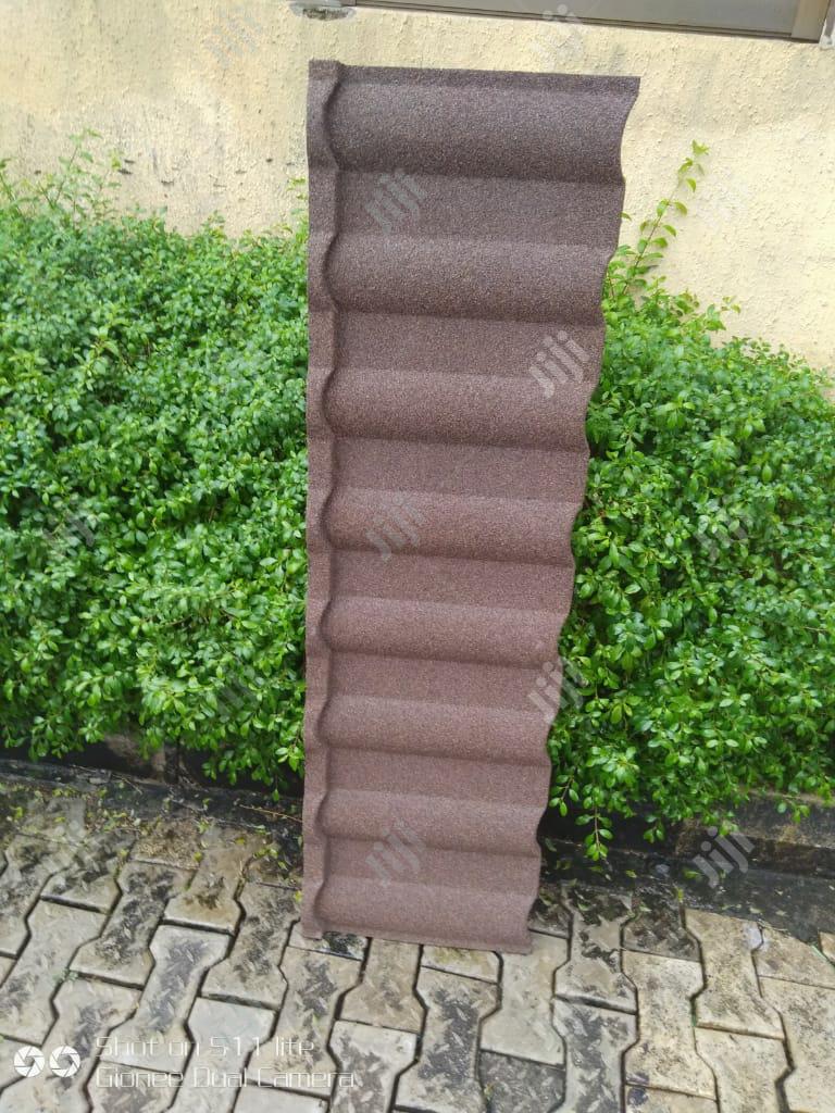 Brown And Black Roman Stone Coated Roofing Sheet.