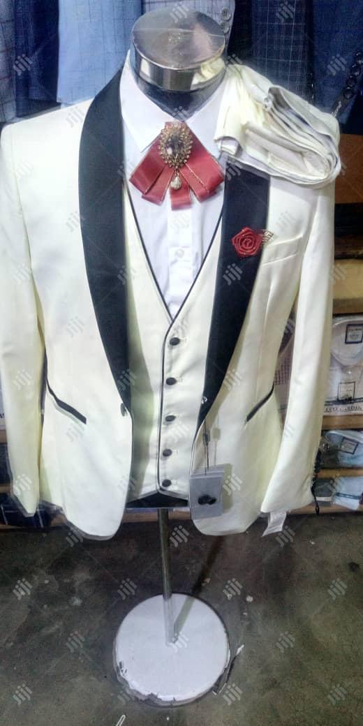 Italian 3-Piece Designers Wedding Suit-Cream Color