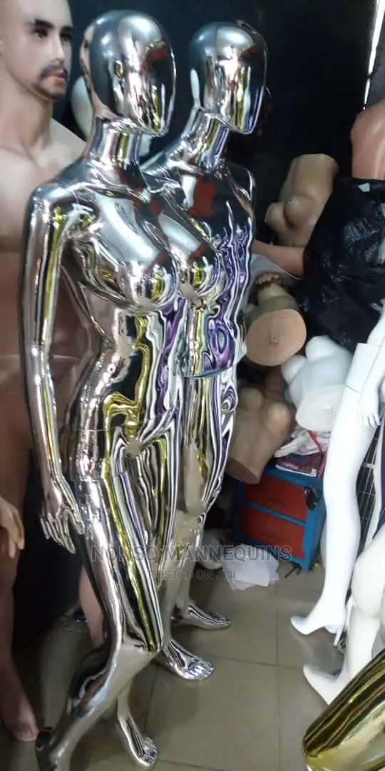 Silver Chrome Male and Female Mannequins
