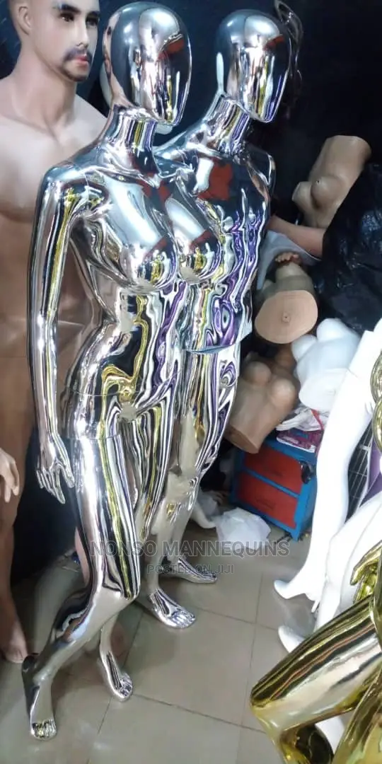 Silver Chrome Male and Female Mannequins