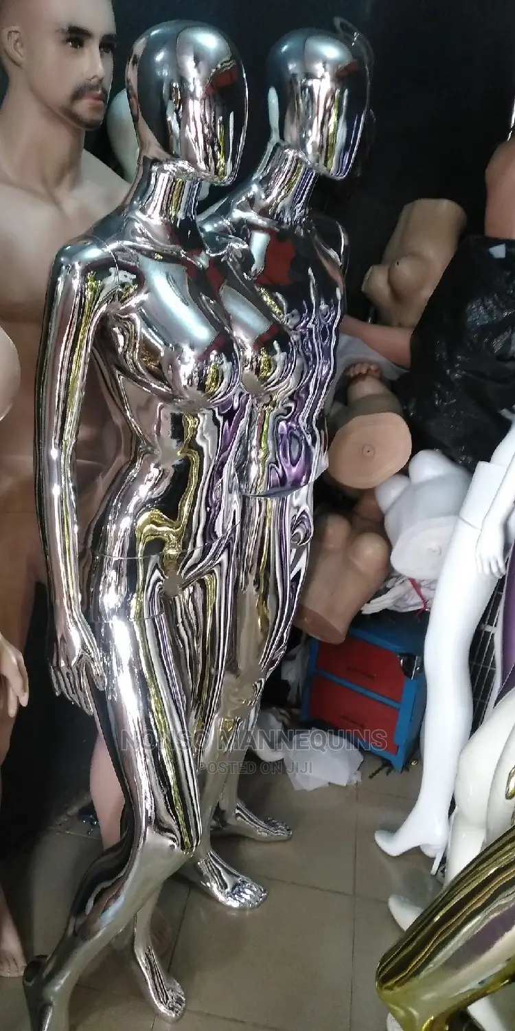 Silver Chrome Male and Female Mannequins