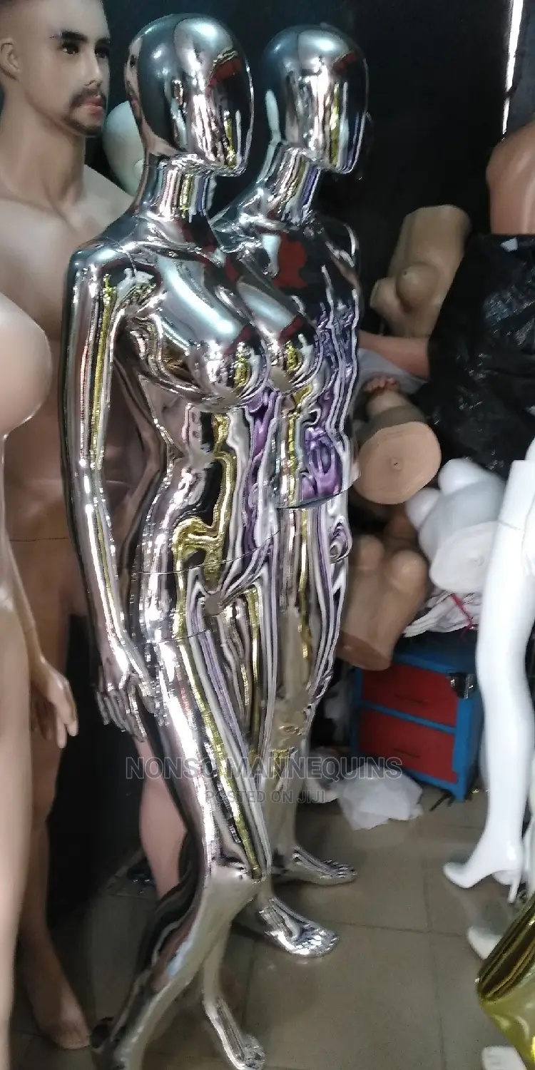 Silver Chrome Male and Female Mannequins