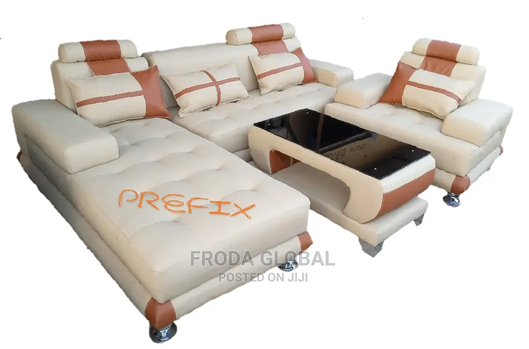 Combo Set of L-Shape Sofa, Single Chair,Table and Dining Set