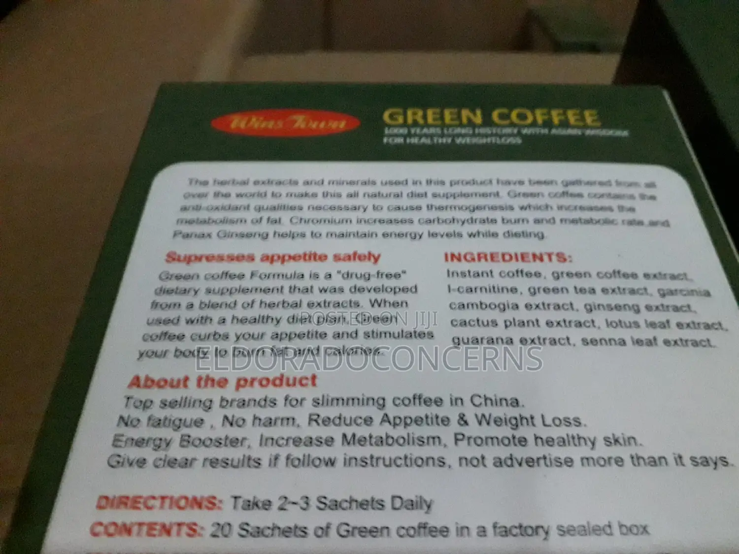 Green Coffee( 3999 Min of 10pcs Not Negotiable)