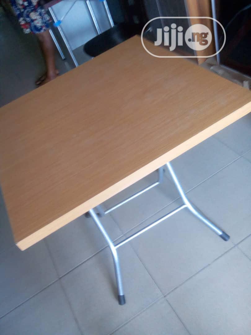 Wooden Table With Metal Table