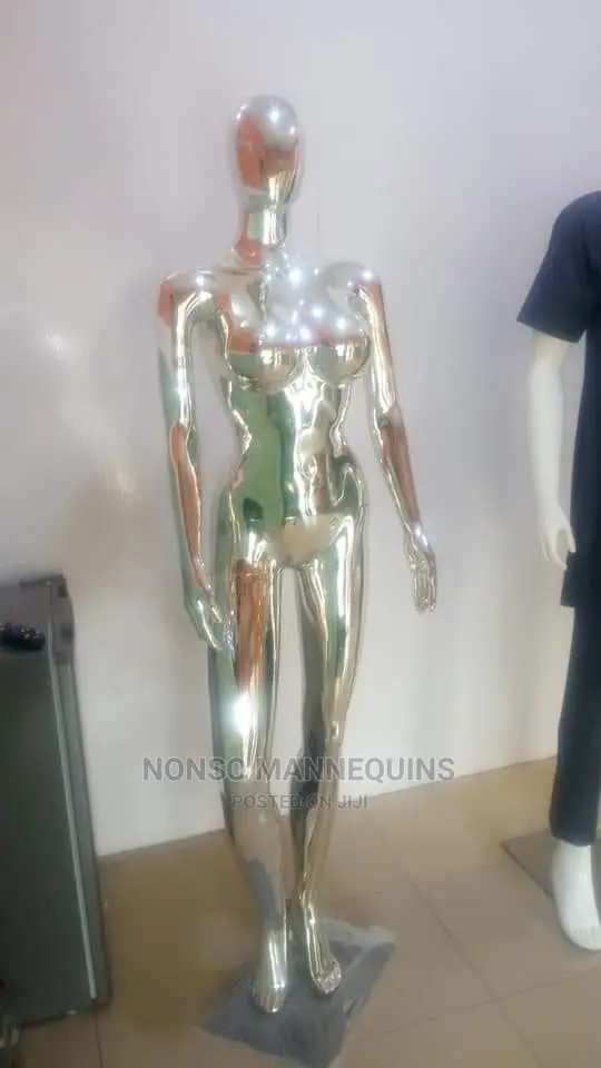 Silver Chrome Female Big Breast Mannequinss