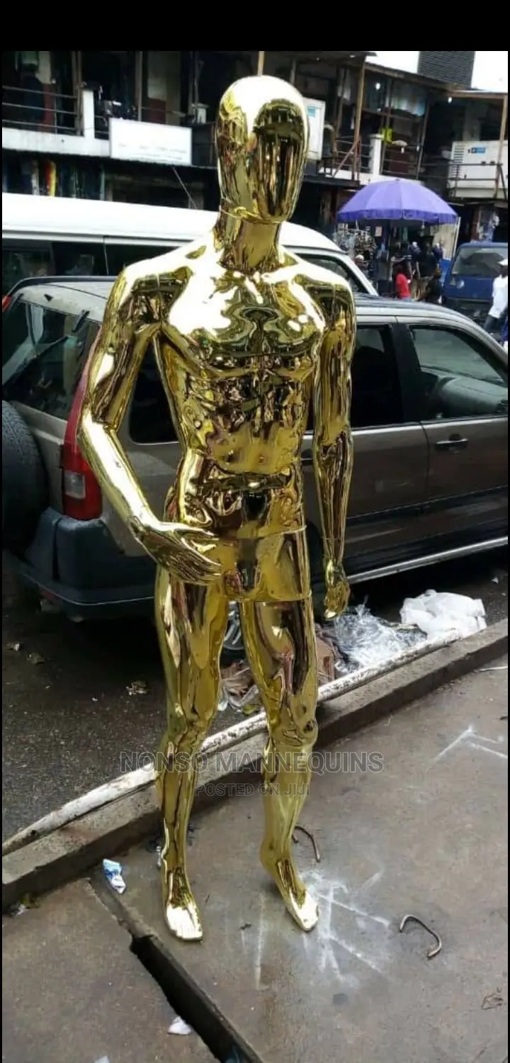 Huge Body Gold Chrome Male Cloth Display Mannequin