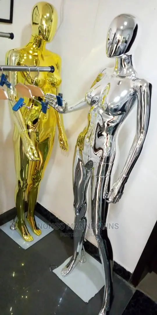 Silver Gold Chrome Female Egg Face Detachable Mannequins