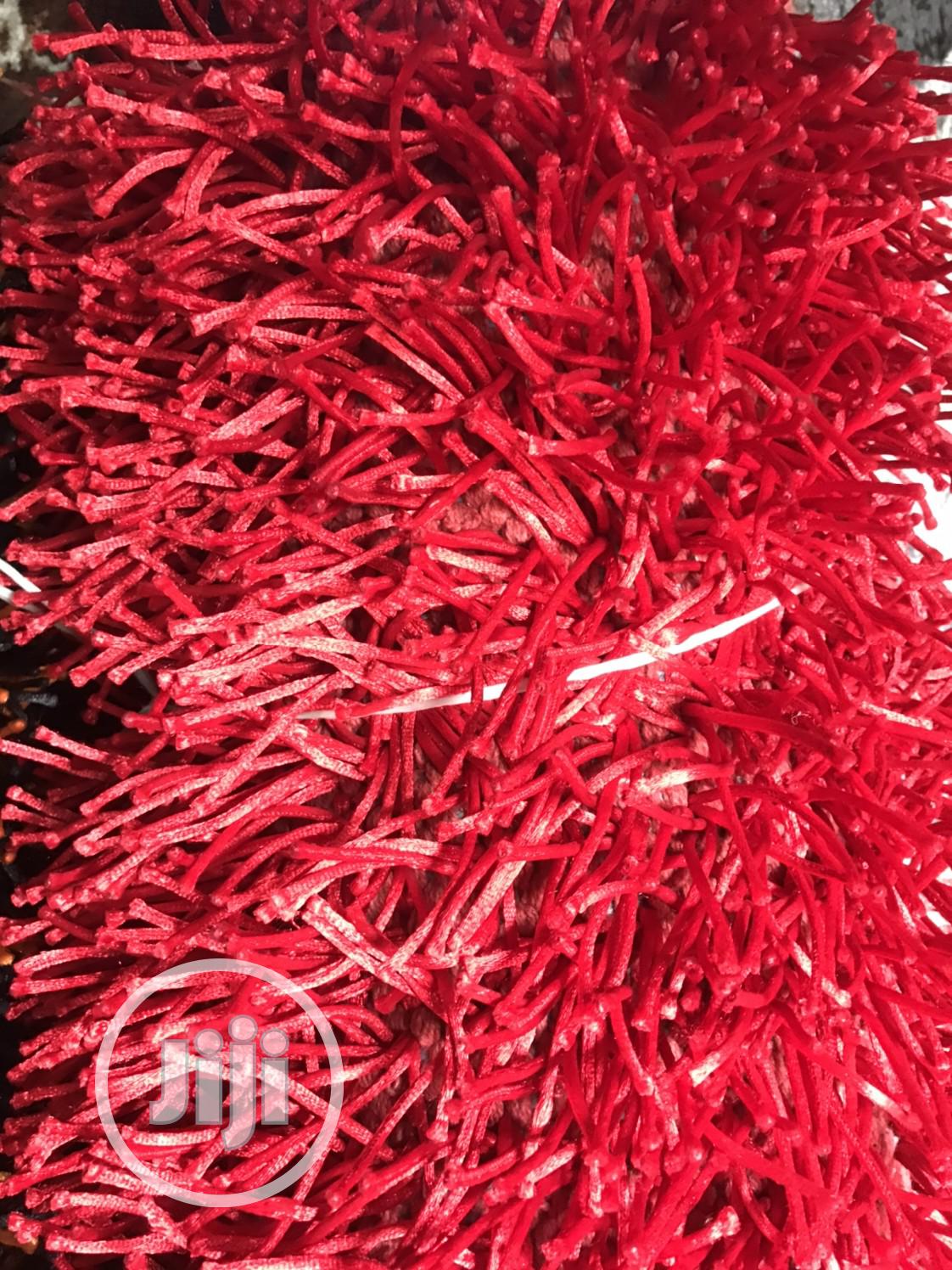 Red All Through Poly Shaggy Quality Center Rugs(5/7)