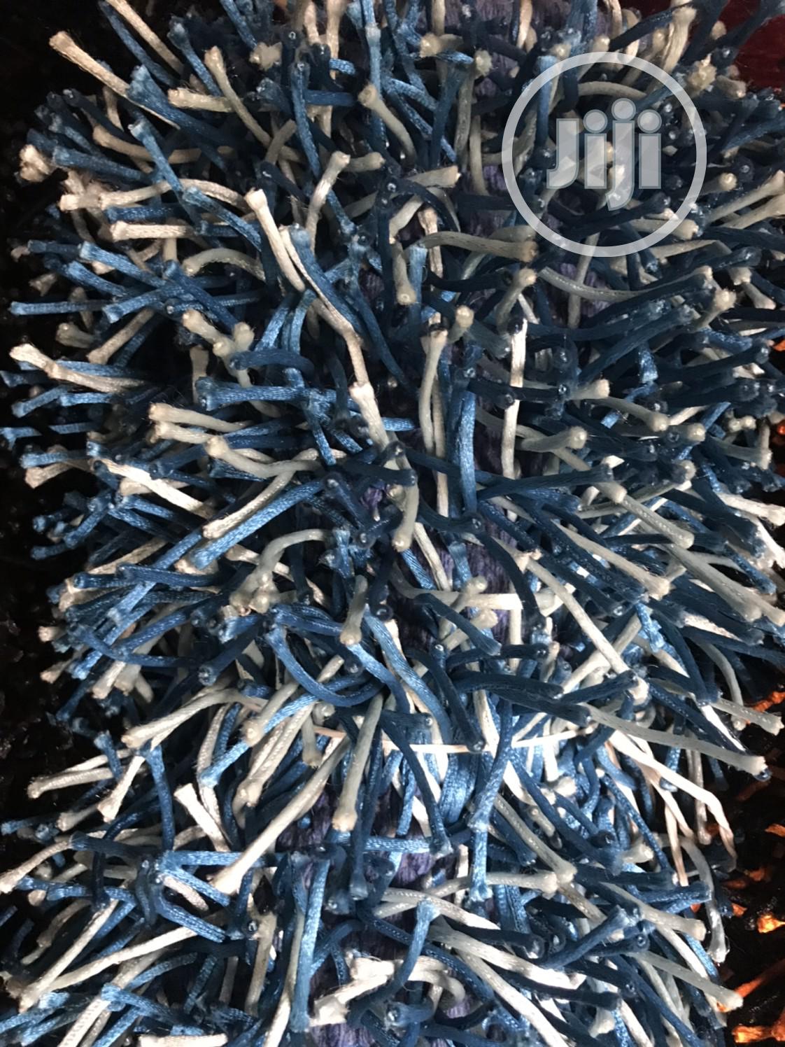 Blue and White Poly Shaggy Center Rugs (5/7)