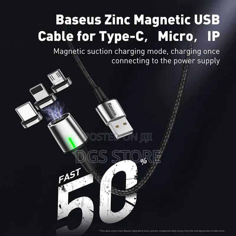 Baseus Zinc Magnetic Cable Kit Ip +Type C +Micro