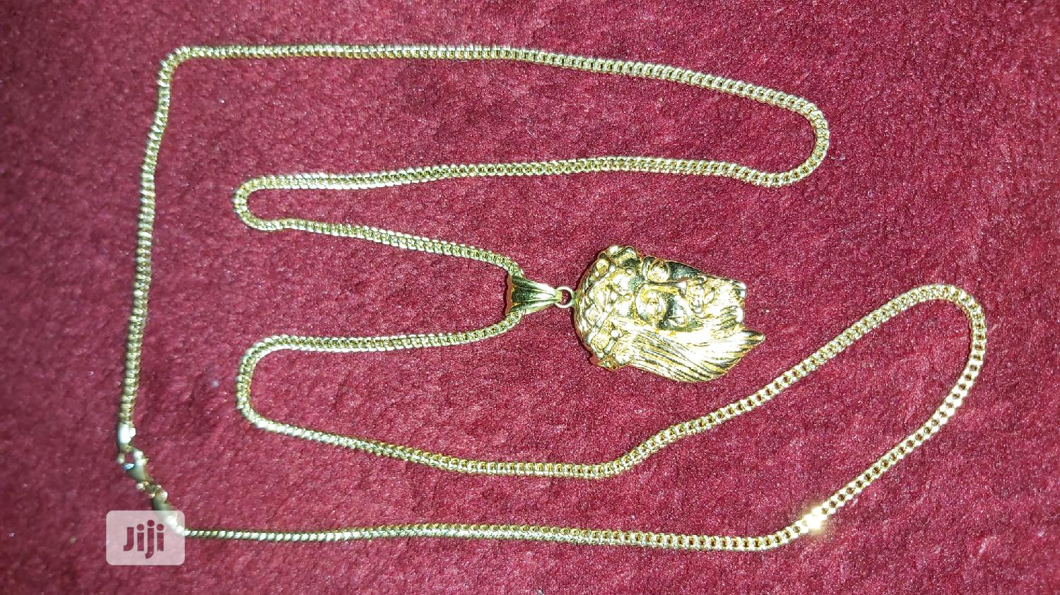 Pure 18karat Gold Necklace Franco With Jesus Piece Pendant