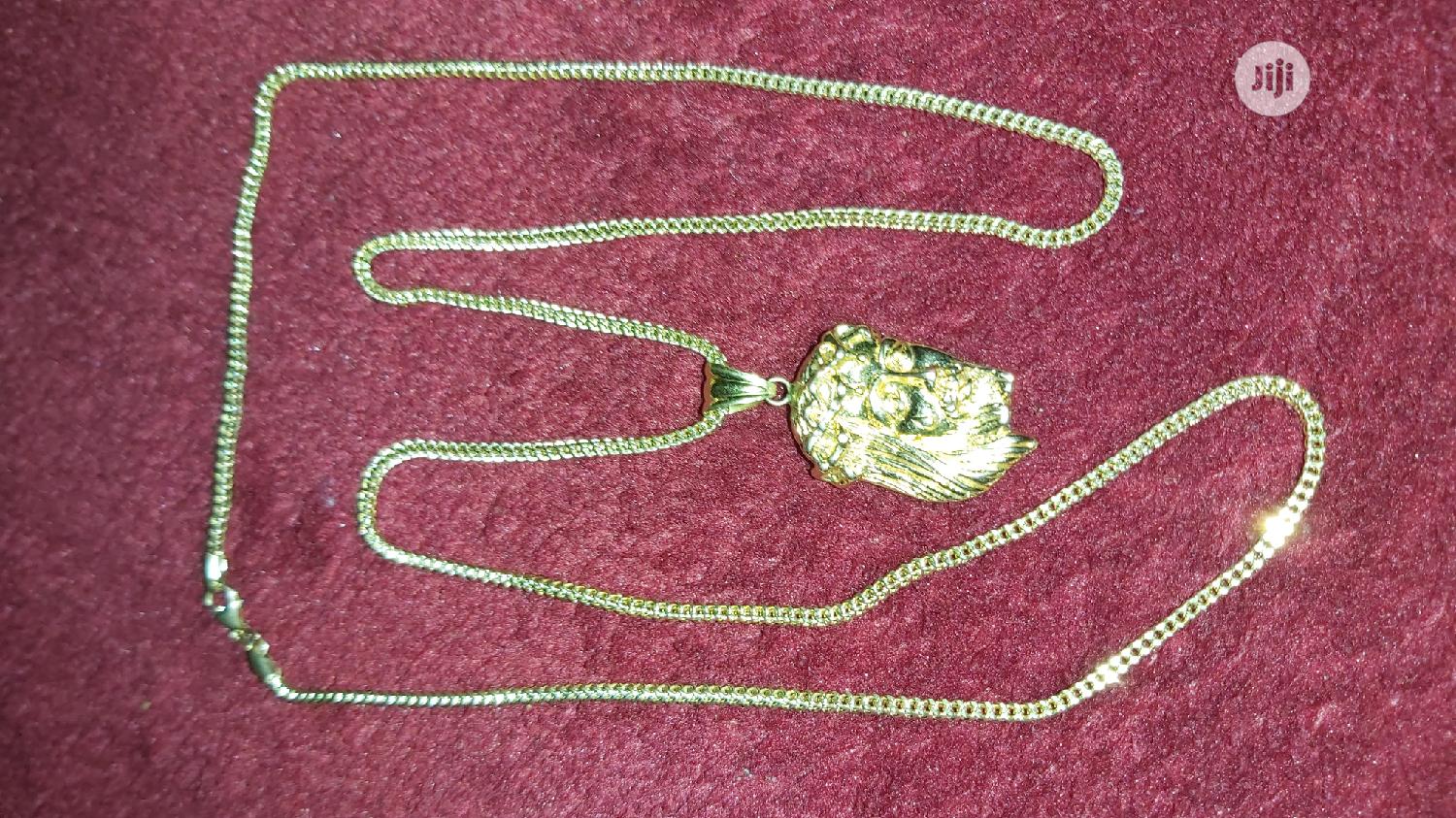 Pure 18karat Gold Necklace Franco With Jesus Piece Pendant