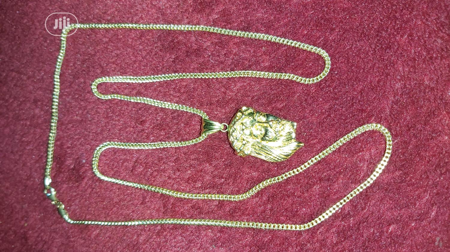 Pure 18karat Gold Necklace Franco With Jesus Piece Pendant