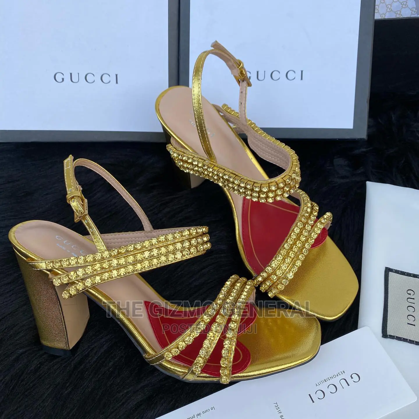 Gucci Rhinestone Block Heeled Sandals