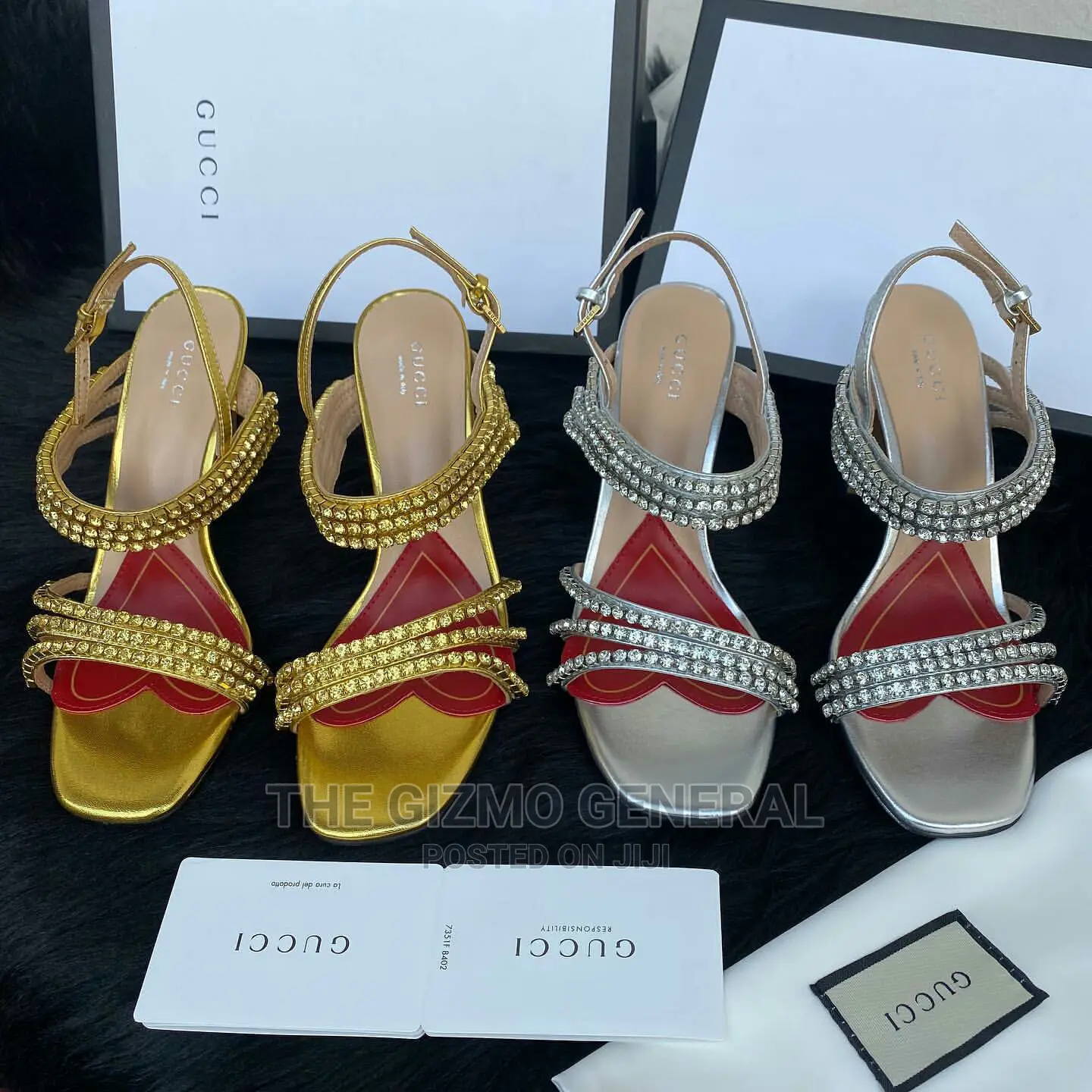 Gucci Rhinestone Block Heeled Sandals