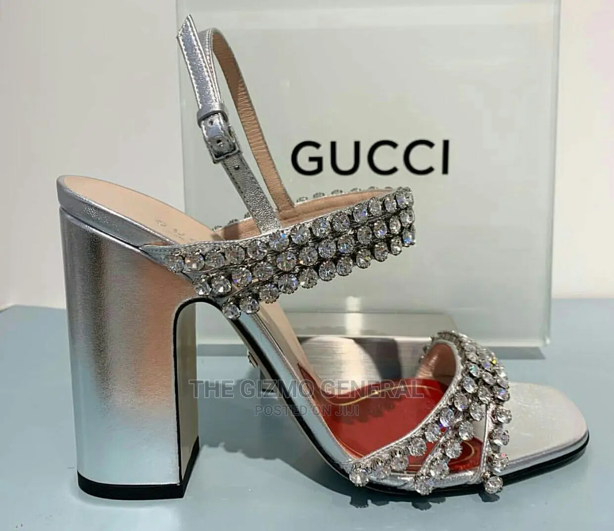 Gucci Rhinestone Block Heeled Sandals