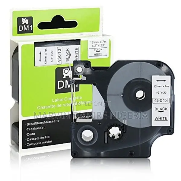 Dymo Standard D1 45013 Labeling Tape-Black on White Tape