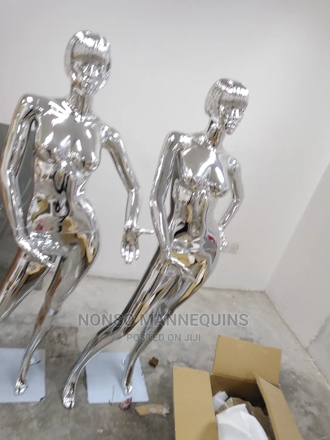 Silver Chrome Slant Pose Female Display Mannequins