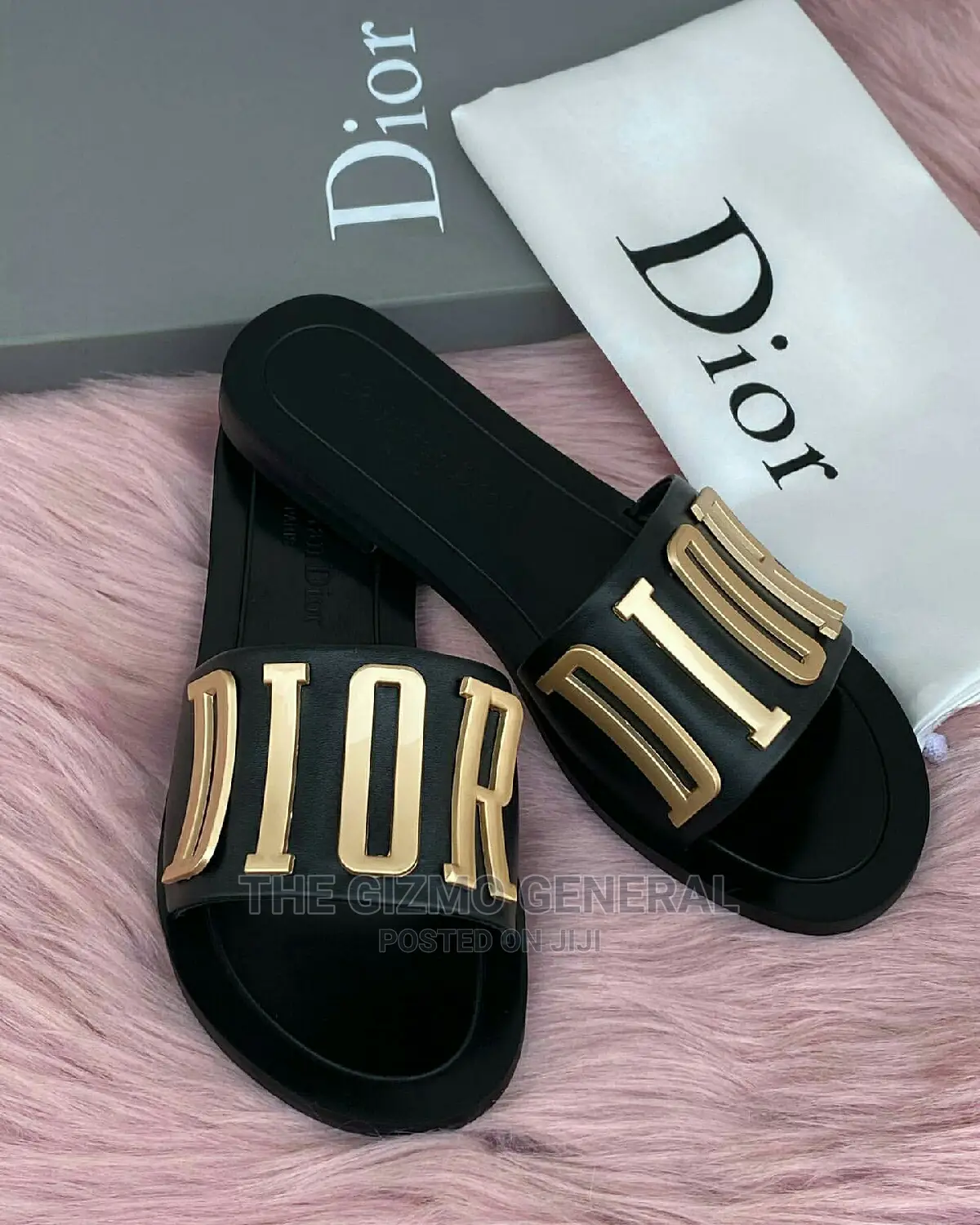 Dior Black Logo Diorevolution Leather Slide