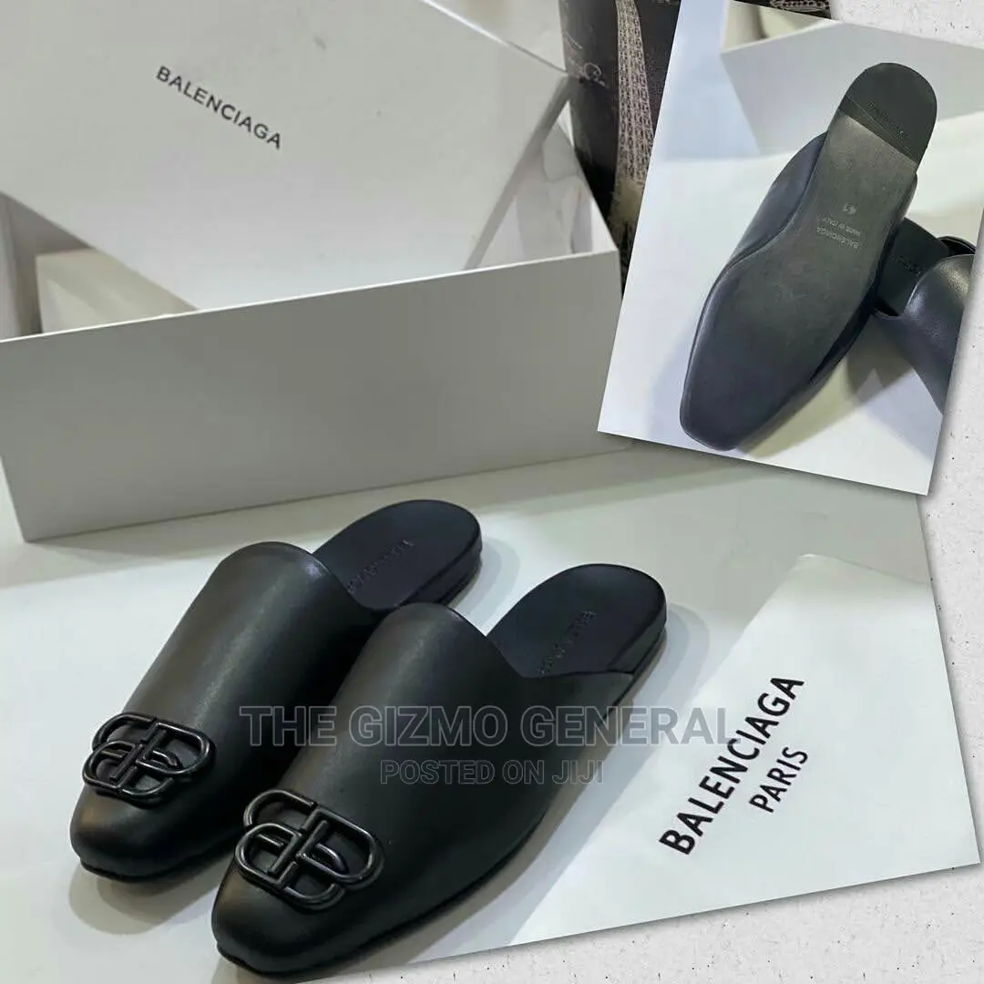 Balenciaga Cosy BB Logo Leather Slippers