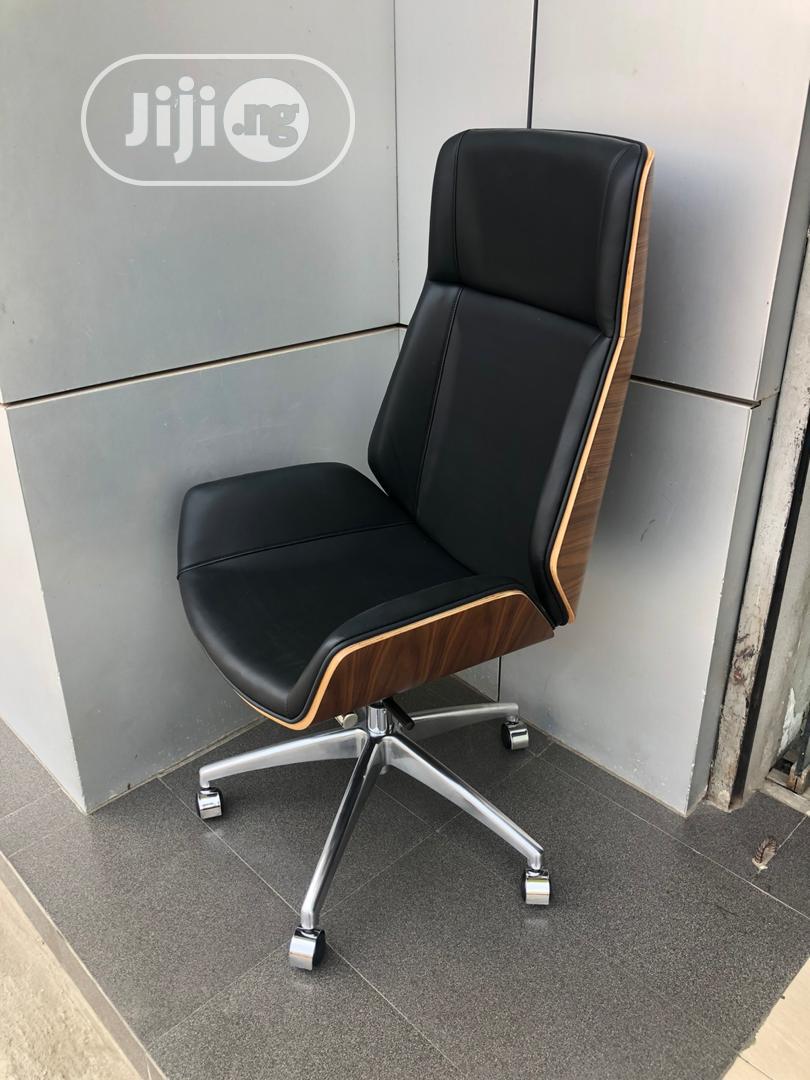 Executive Leather Chair With Wooden Back