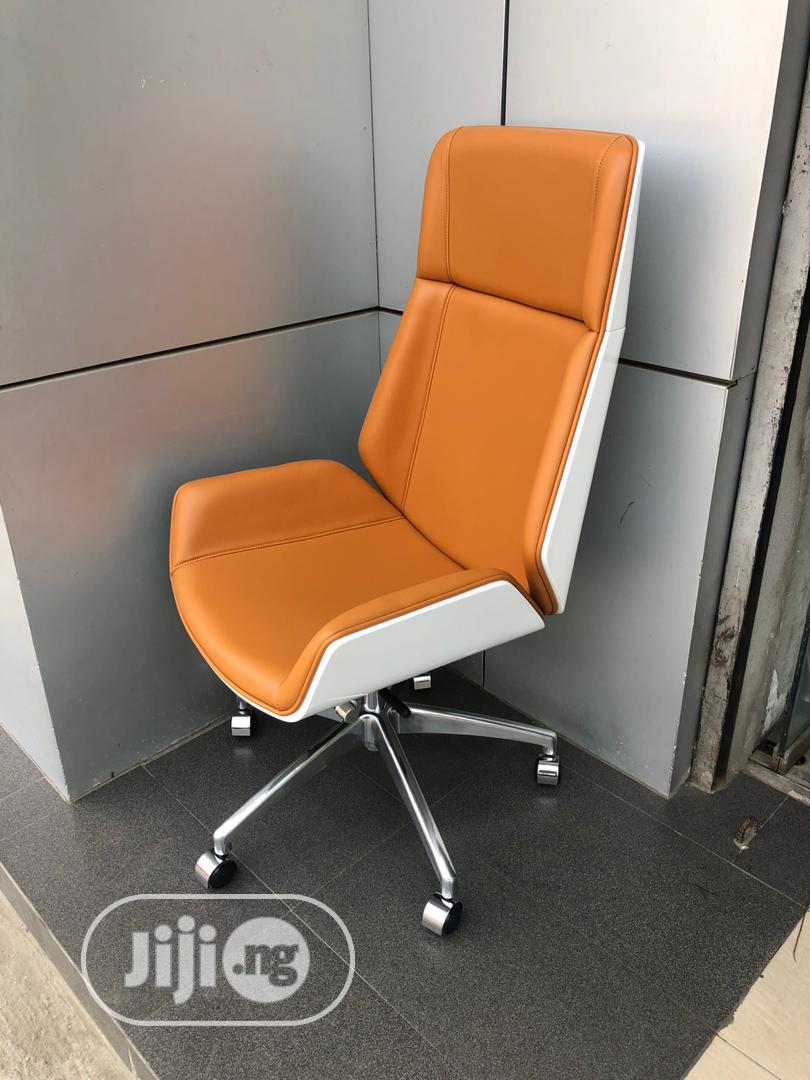 Light Brown And White Executive Office Swivel Chair