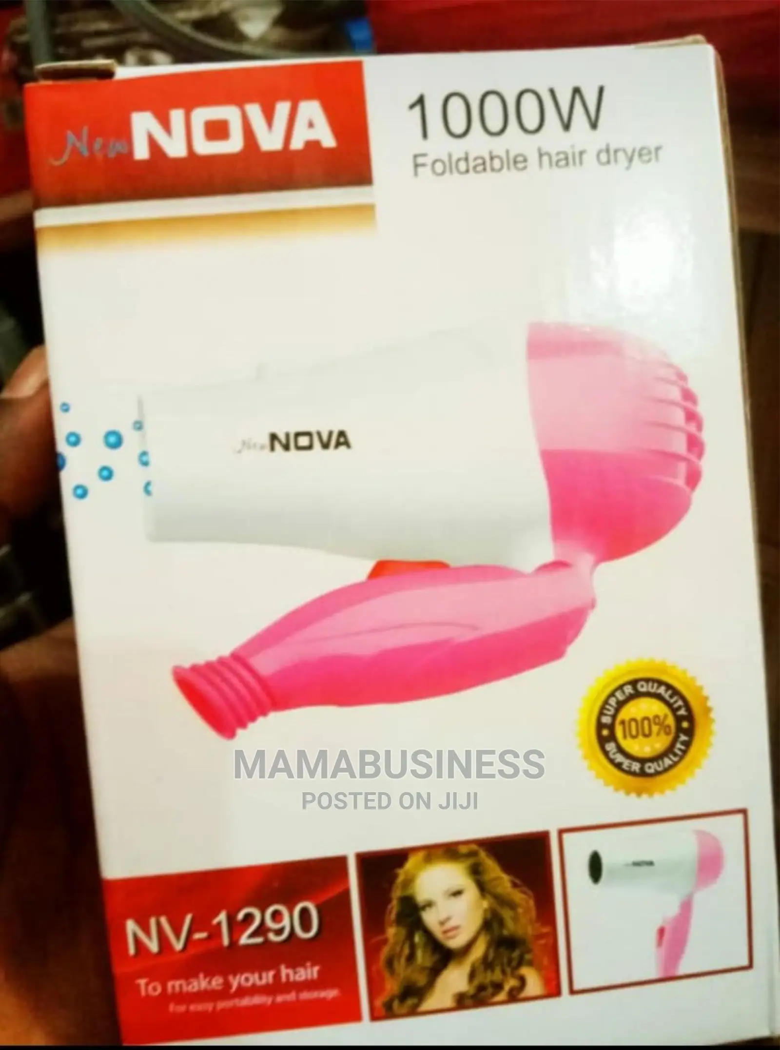 Nova Foldable Professional Hair Dryer 1000w - Pink