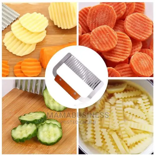 Stainless Steel Vegetable Wooden Handle Crinkle Cutter