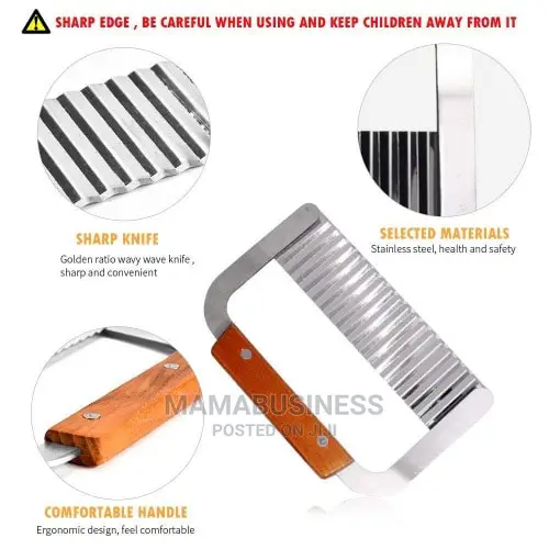 Stainless Steel Vegetable Wooden Handle Crinkle Cutter