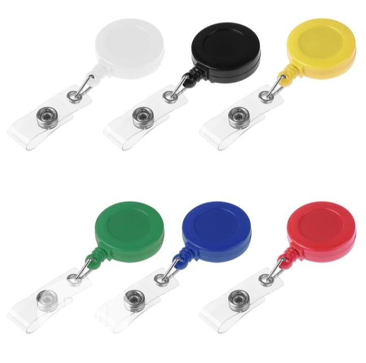 100pcs Retractable Pull Badge Reel Zinc Alloy Plastic ID Lan