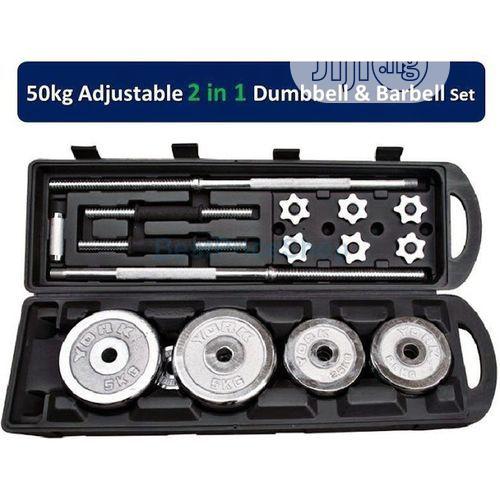 York Fitness 50kg Chrome Dumbell and Barbell