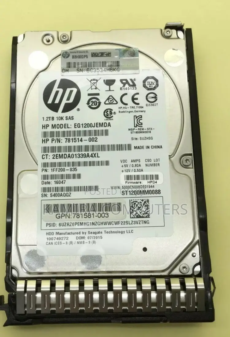 Hp HDD 1.2TB 2.5SAS For Server G6,G7,G8,G9,G10 With Tray