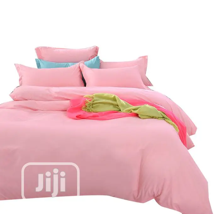 Quality Pink 6X6 Duvet,Bedsheet With 4 Pillow Cases