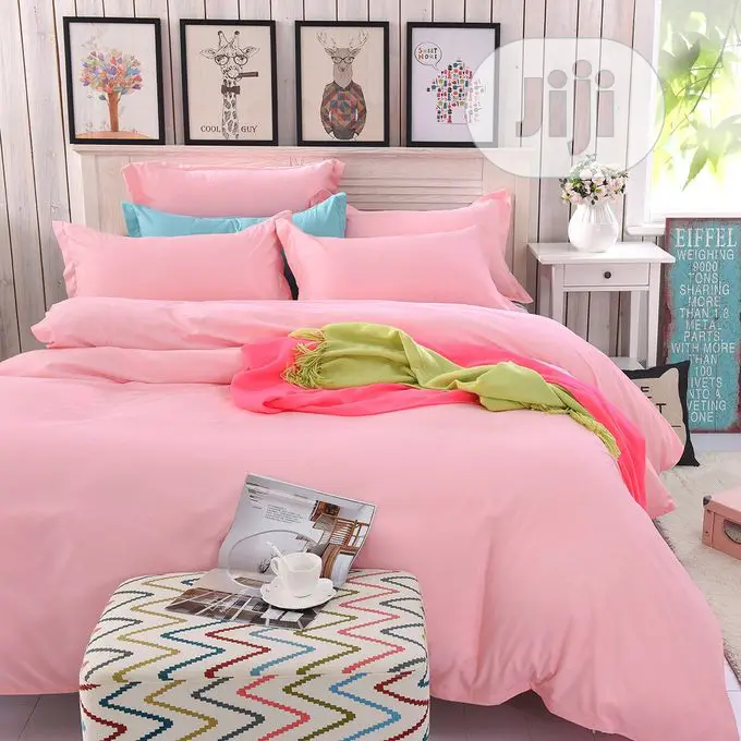 Quality Pink 6X6 Duvet,Bedsheet With 4 Pillow Cases