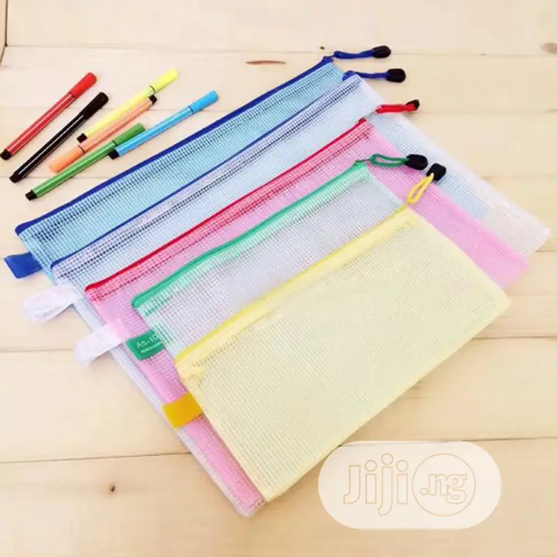 12pcs/Lot Gridding Waterproof Zip Bag Document Pen Filing