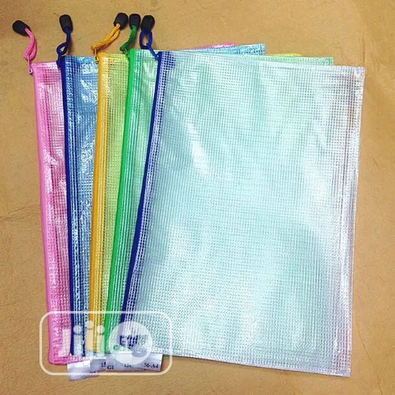 12pcs/Lot Gridding Waterproof Zip Bag Document Pen Filing